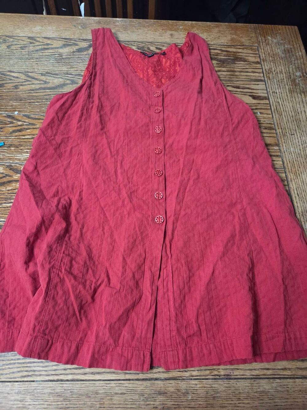 Gudrun Sjoden red button down tunic dress sz Large